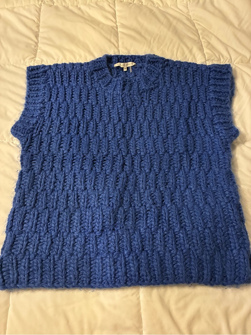 English Factory Blue Chunky Cable-Knit Crewneck Sweater Vest